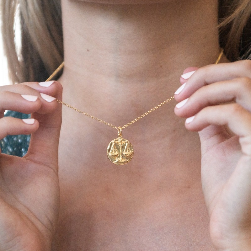 Thumbnail of Gold Libra Zodiac Necklace image