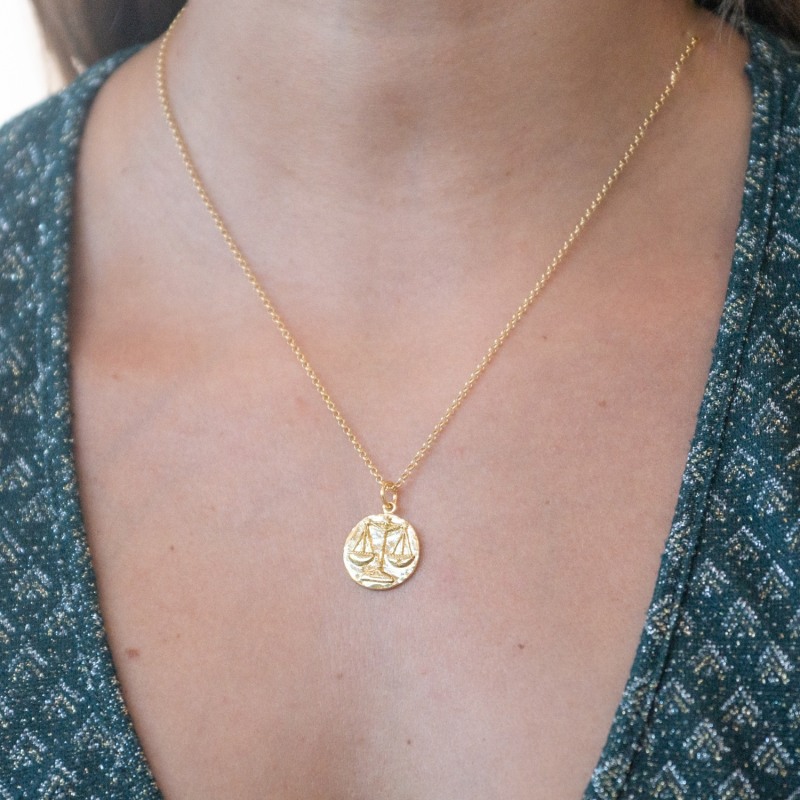 Thumbnail of Gold Libra Zodiac Necklace image