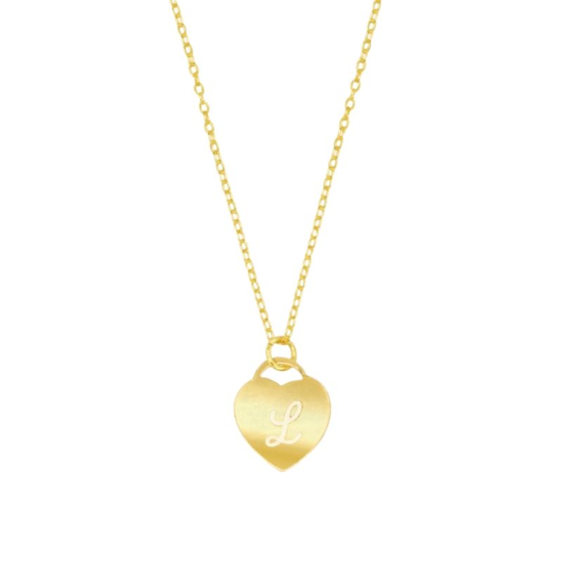 Thumbnail of Gold Lover Heart Initial Letter Engraving Necklace image