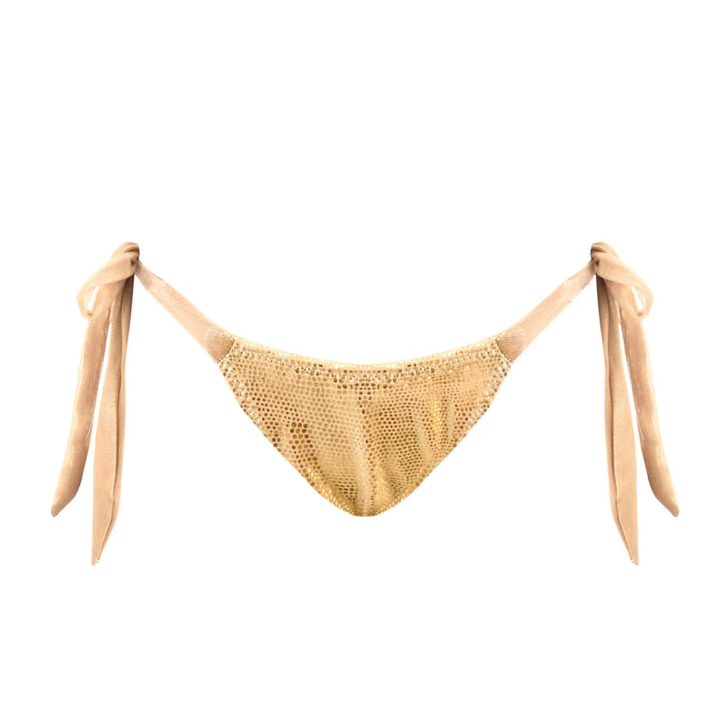 Thumbnail of Gold Metallic Tie-Side Bikini Bottom Leah Sargantana image