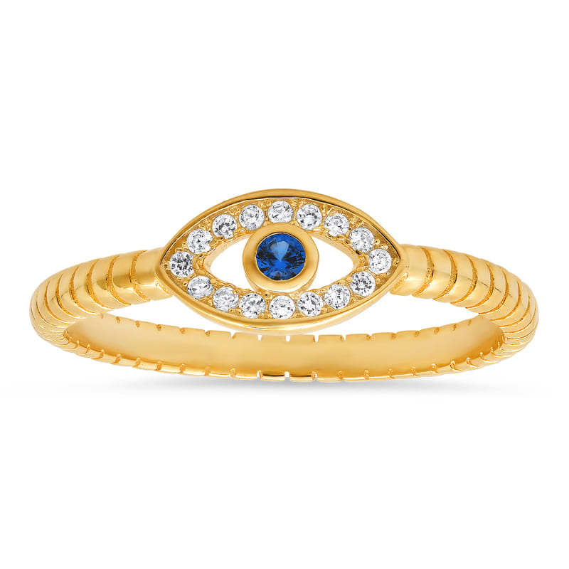 Thumbnail of Gold Petite Diamond Cz Evil Eye Ring image
