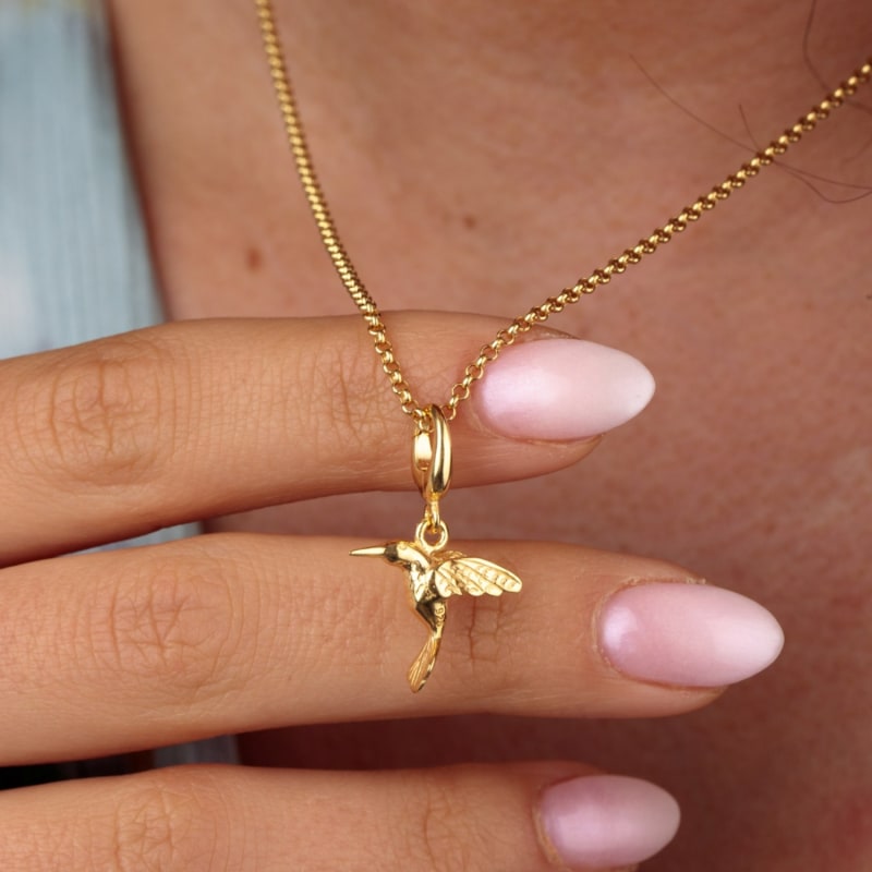 Gold Plated Hummingbird Charm Necklace Lily Charmed Wolf Badger