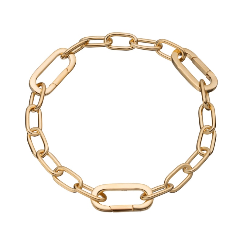 Gold Plated Triple Link Charm Collector Bracelet Lily Charmed
