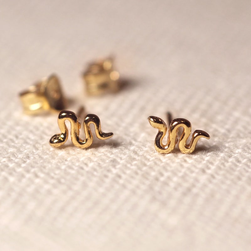 Snake stud cheap earrings gold