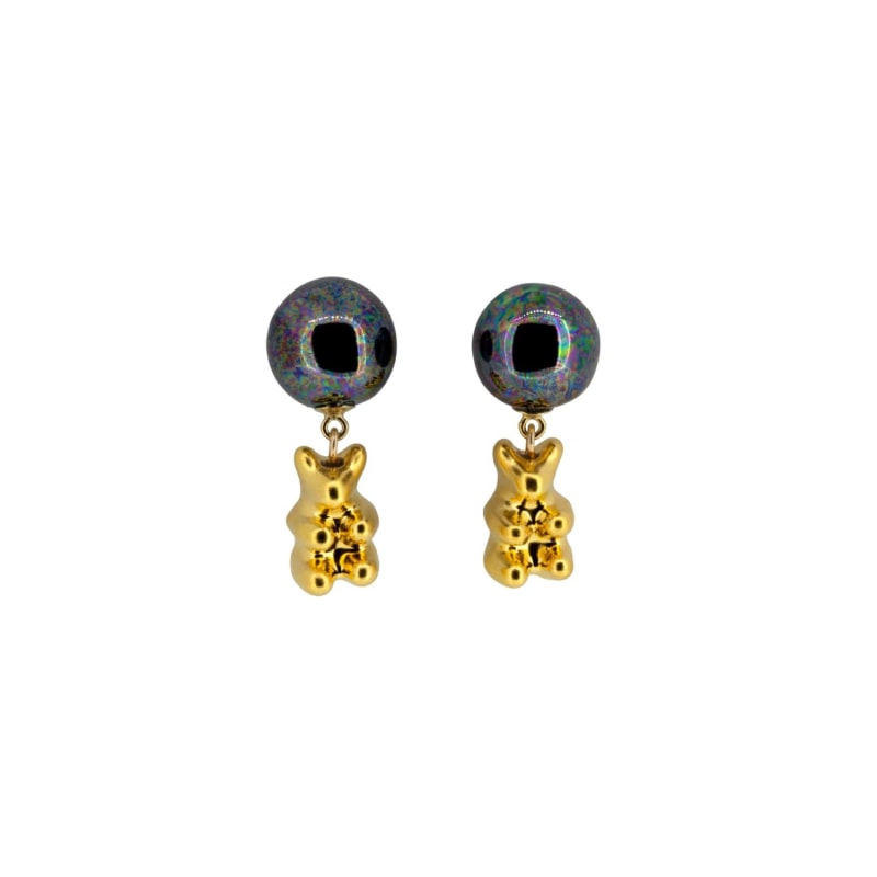 Thumbnail of Handcrafted Golden Gummy Bear Drop Earrings image