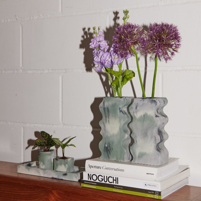 Thumbnail of Concrete Wiggle Vase - Green & Lilac image