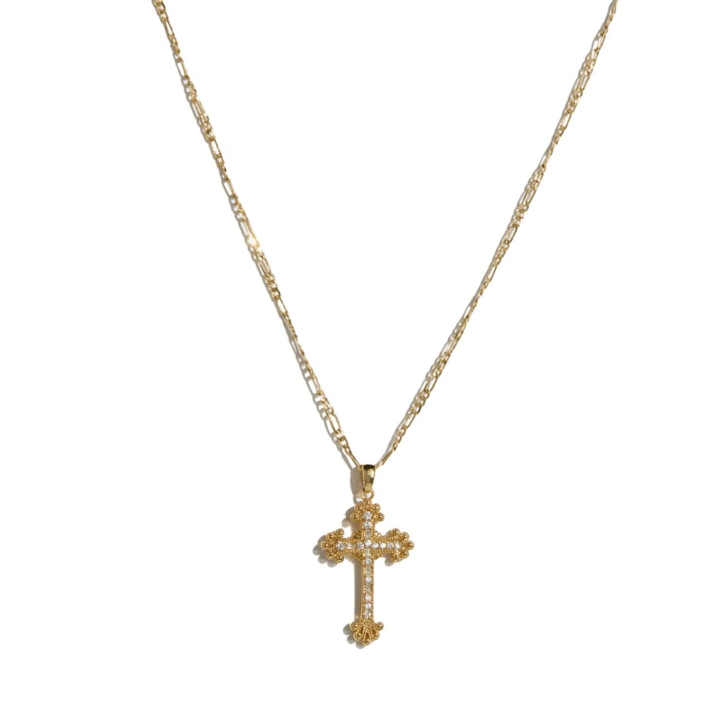 Goth Cross Necklace Gold DRAE COLLECTION Wolf Badger