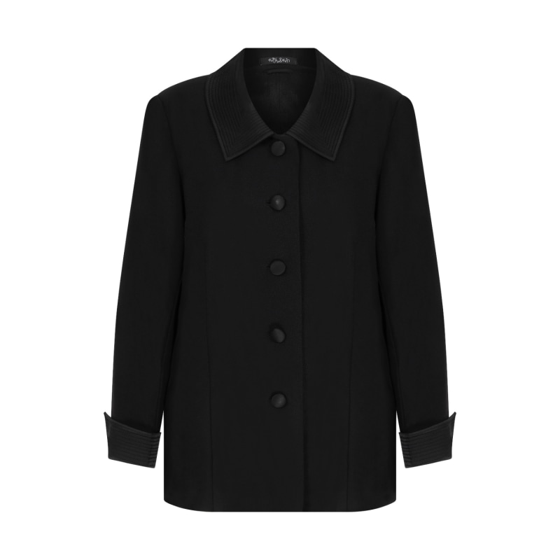 Thumbnail of Black Button Closure Jacket With Satine Detailing image