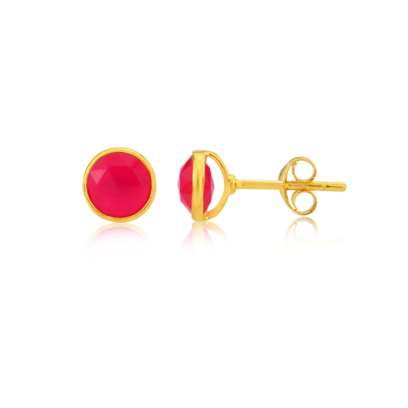 Thumbnail of Savanne Gold Vermeil & Fuchsia Pink Chalcedony Stud Earrings image