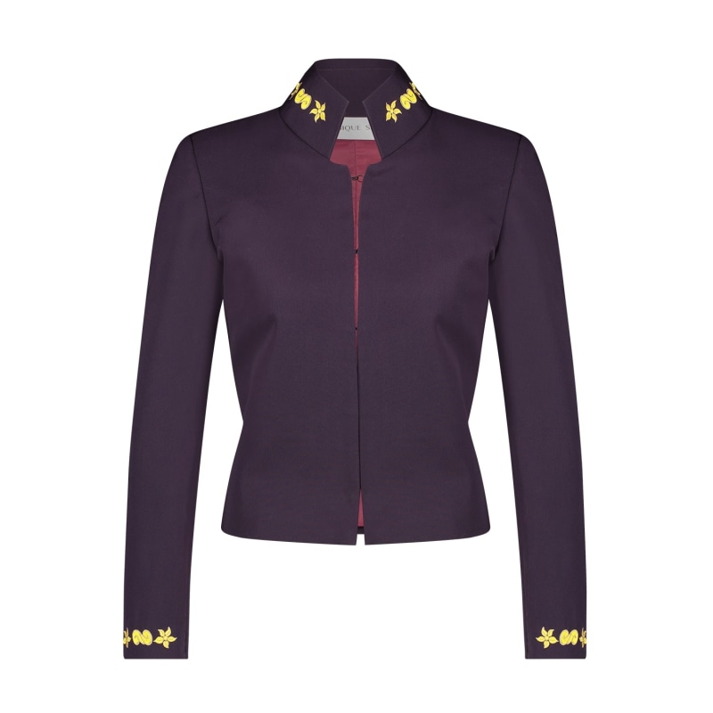 Thumbnail of Iconic Purple Floral Embroidered Gabardine Jacket image