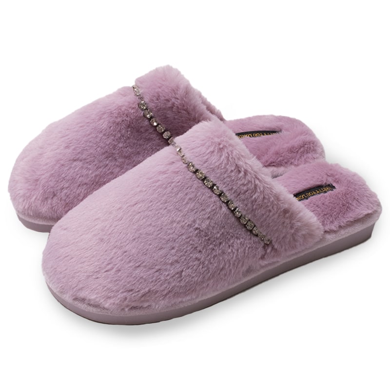 Gracie Mule Slippers In Lilac Pretty You Wolf Badger