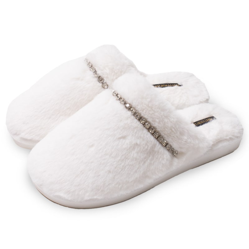 Gracie Mule Slippers In White | Pretty You | Wolf & Badger