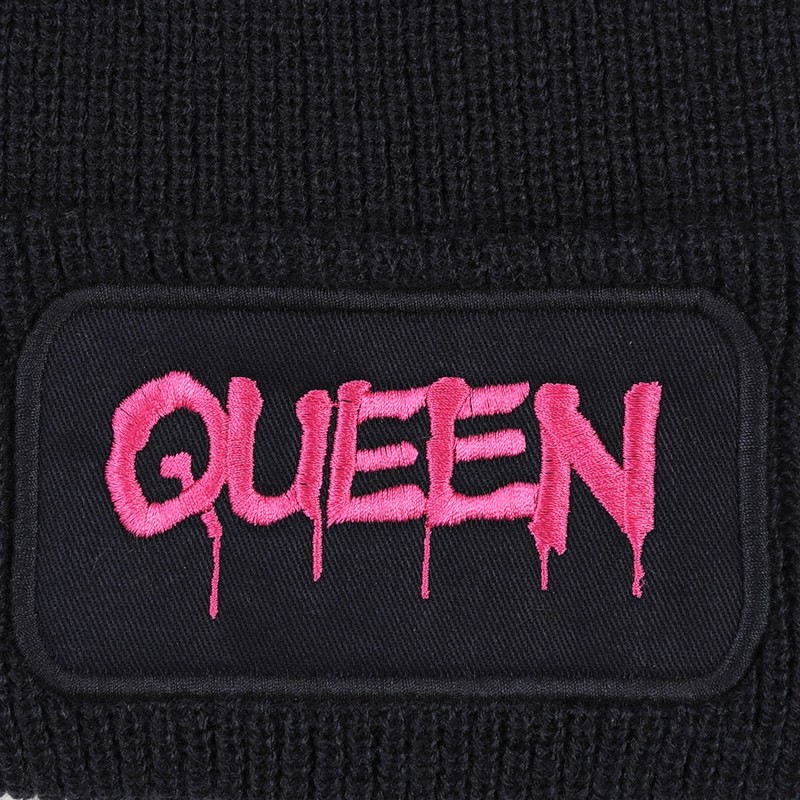 Thumbnail of Graffiti Queen Beanie Hat In Navy & Pink image