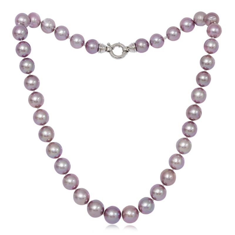 Gratia Mauve Pink Almost Round Large Edison Cultured Freshwater Pearl Necklace by Pearls of the Orient Online