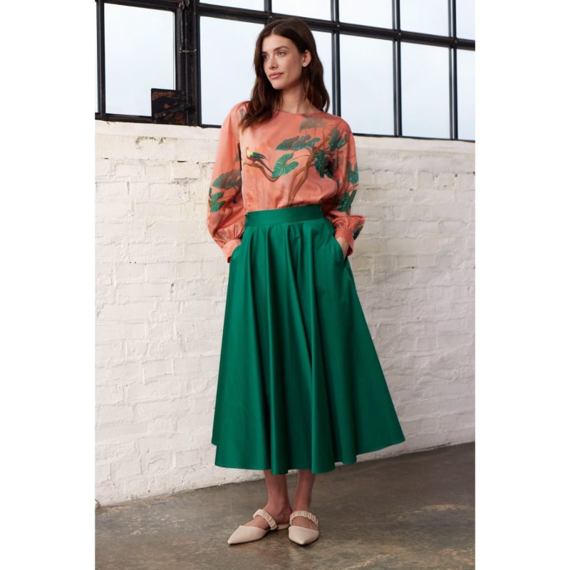 Green a line midi skirt new arrivals