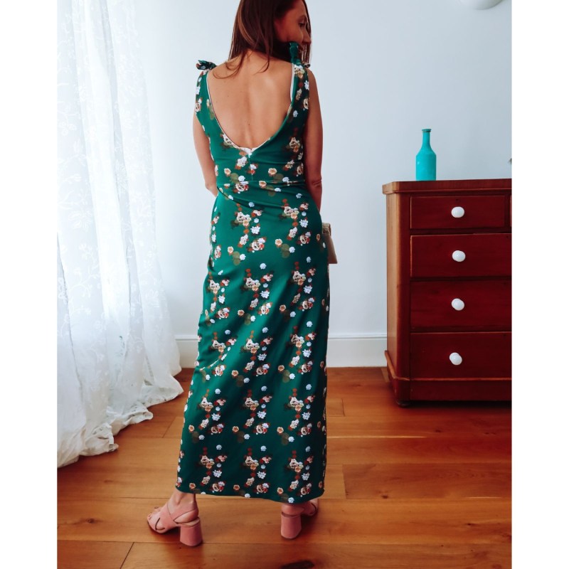 Thumbnail of Green Floral Cotton Maxi Dress image