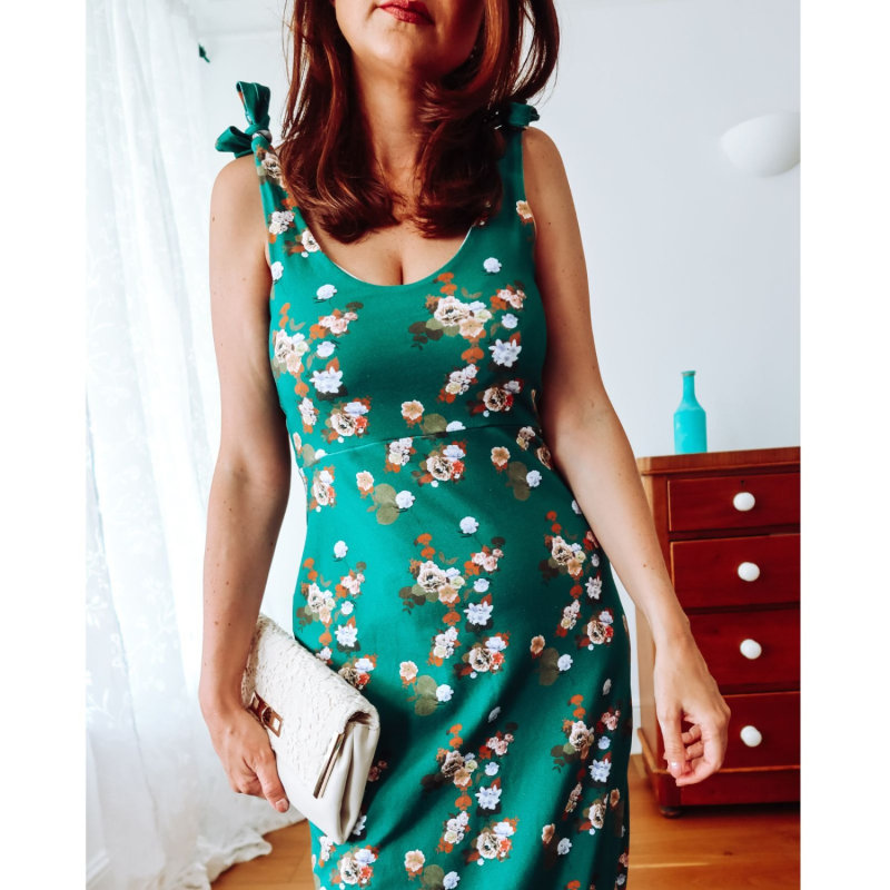 Thumbnail of Green Floral Cotton Maxi Dress image