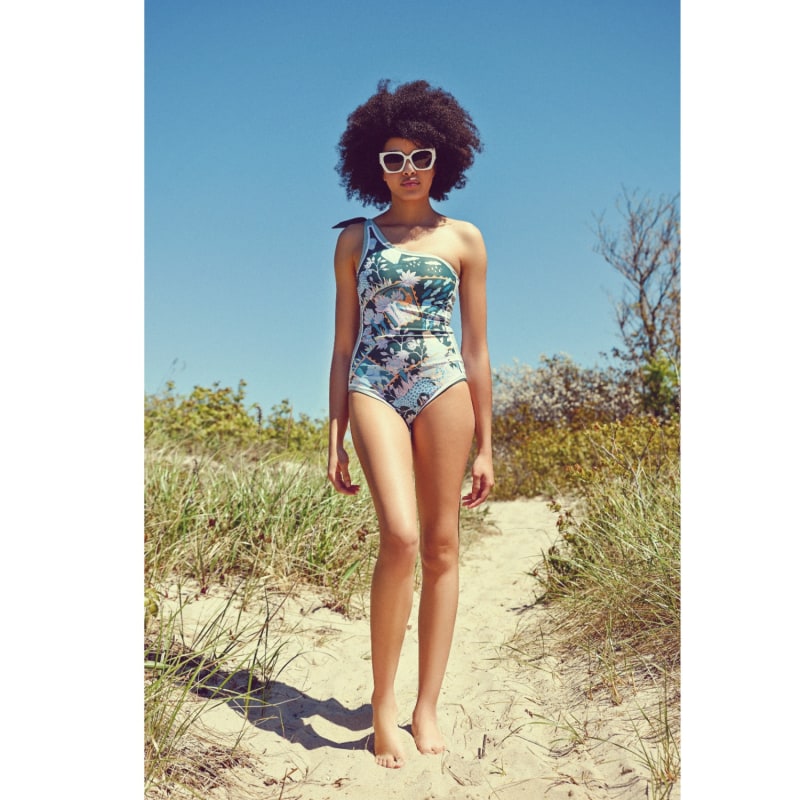 Thumbnail of Green Garden Reversible One-Shoulder One-Piece Swimsuit image