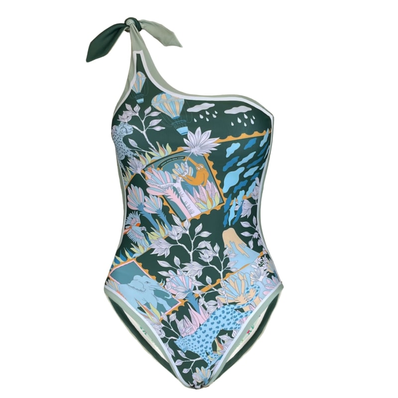 Thumbnail of Green Garden Reversible One-Shoulder One-Piece Swimsuit image