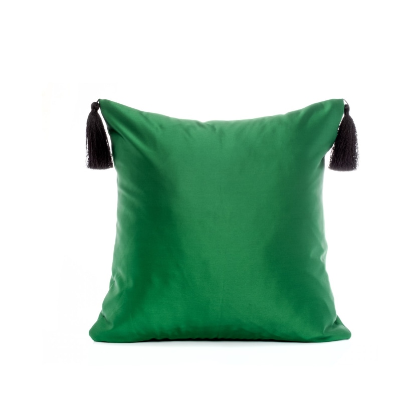 Thumbnail of Green Satine Cushion With Tassles image