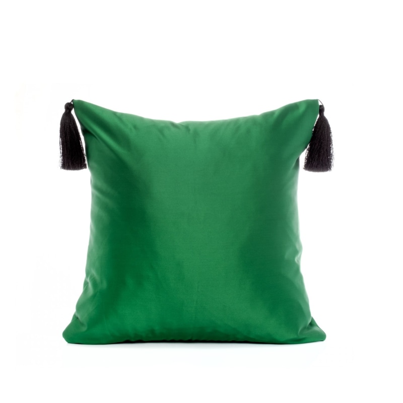 Thumbnail of Green Satine Cushion With Tassles image