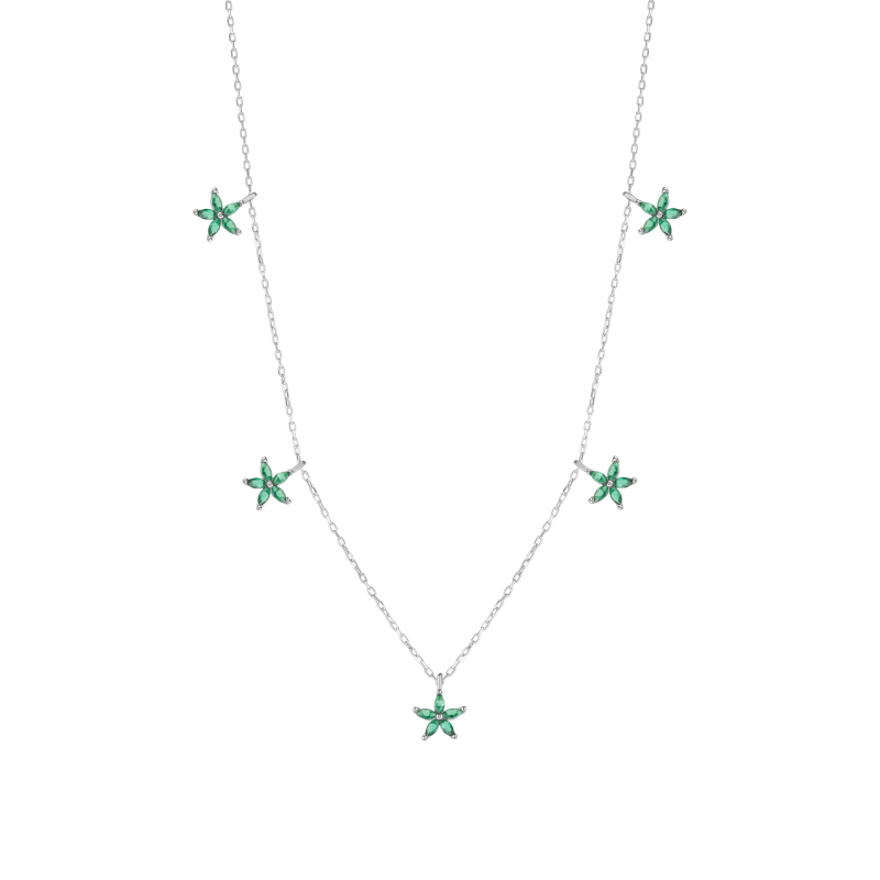 Thumbnail of Green Star Sterling Silver Charm Necklace image