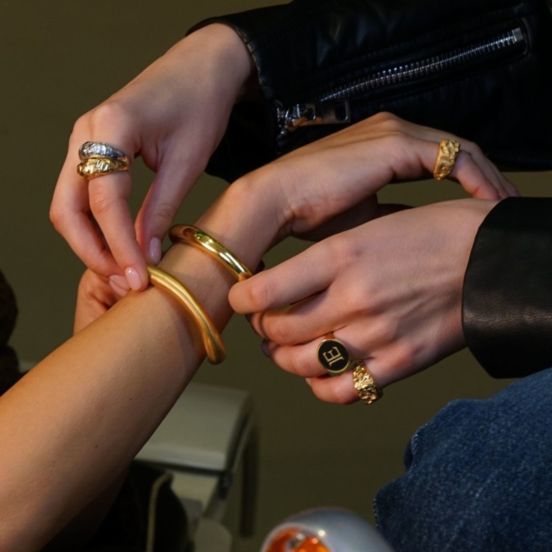 Grel Thick Asymmetric Matte Gold Bracelet LINYA JEWELLERY Wolf Badger