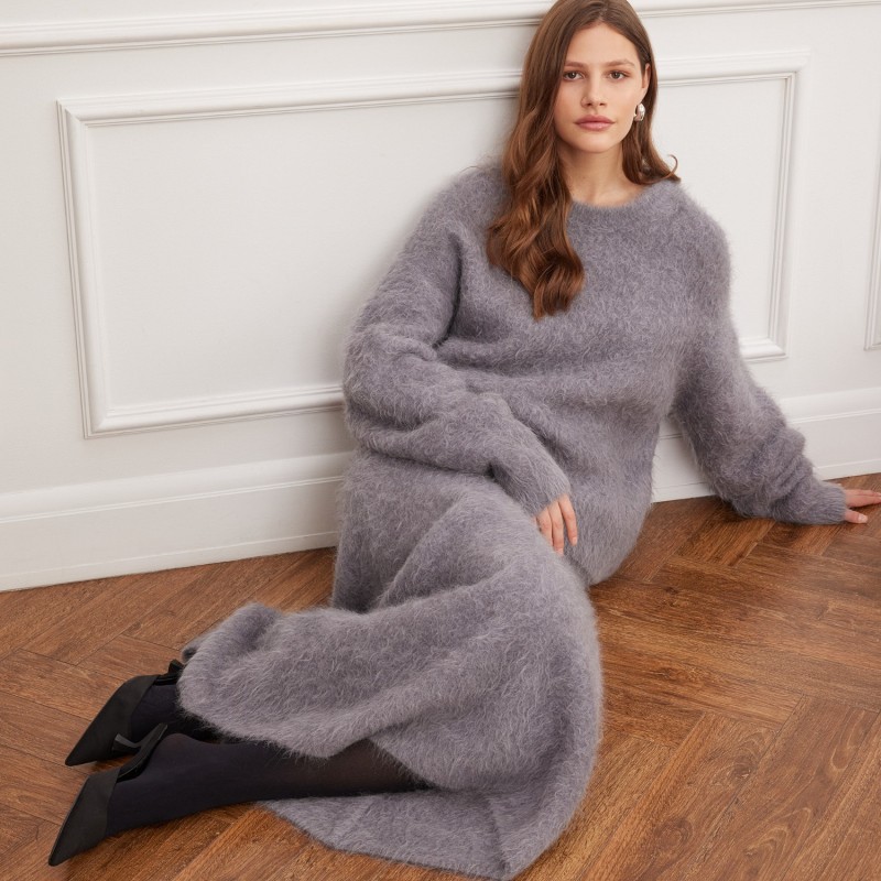 Thumbnail of Grey Alpaca Wool Oversized Fluffy Jumper image