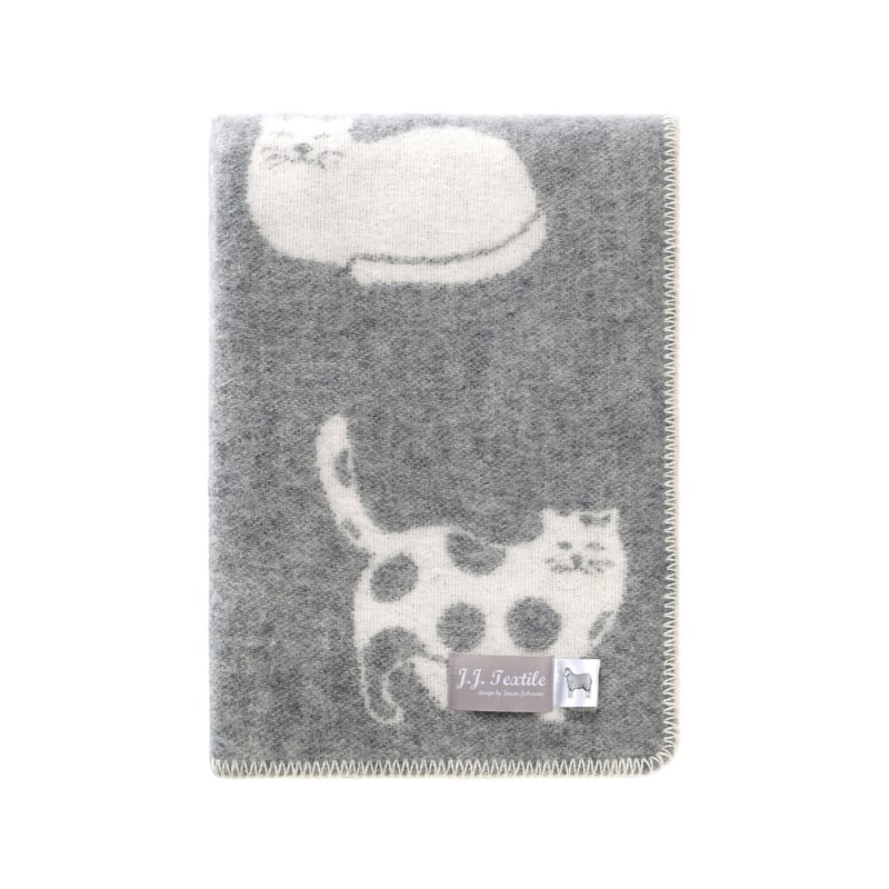 Thumbnail of Grey Cat Small Wool Blanket image