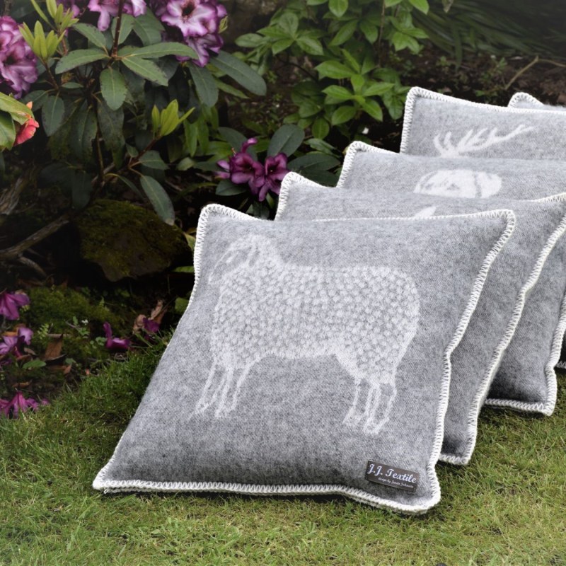 Thumbnail of Grey Dot Sheep Wool Cushion image