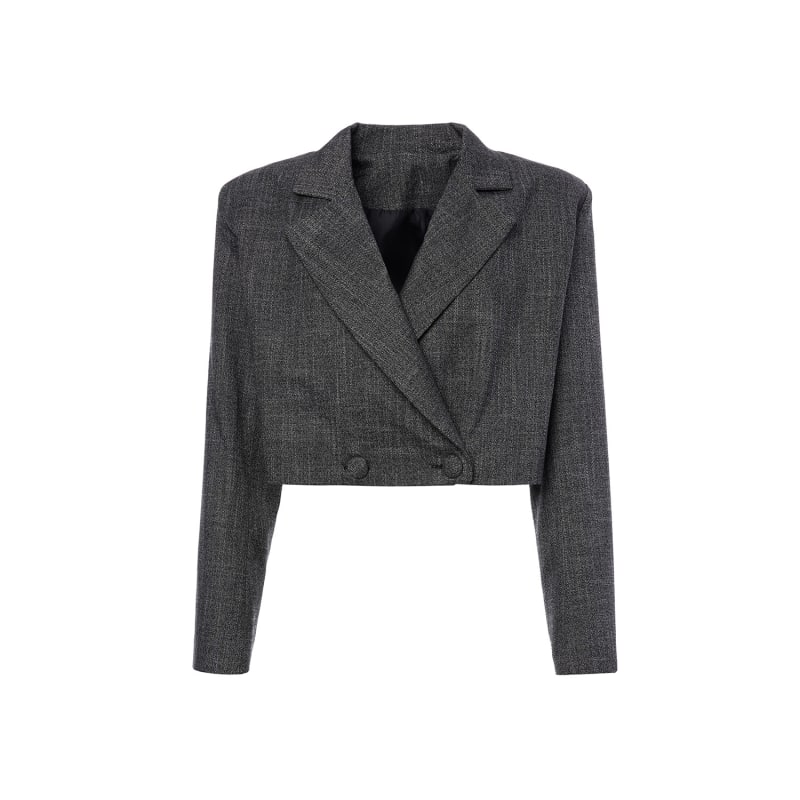 Thumbnail of Grey Double Breasted Cropped Blazer image