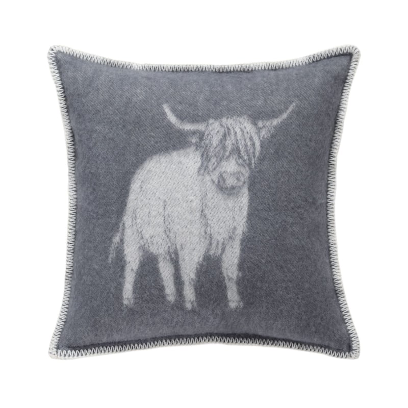 Thumbnail of Grey Highland Cow Wool Cushion image