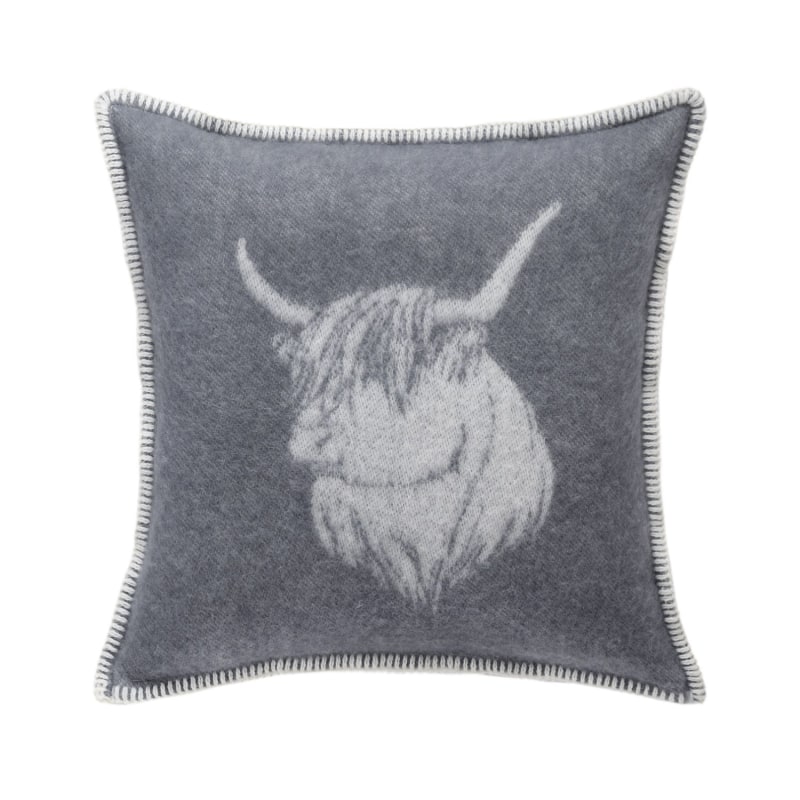 Thumbnail of Grey Highland Cow Wool Cushion image