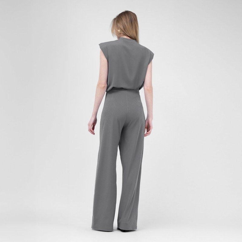 Thumbnail of Grey Set With T-Shirt And Asymmetrical Wide Leg Trousers image