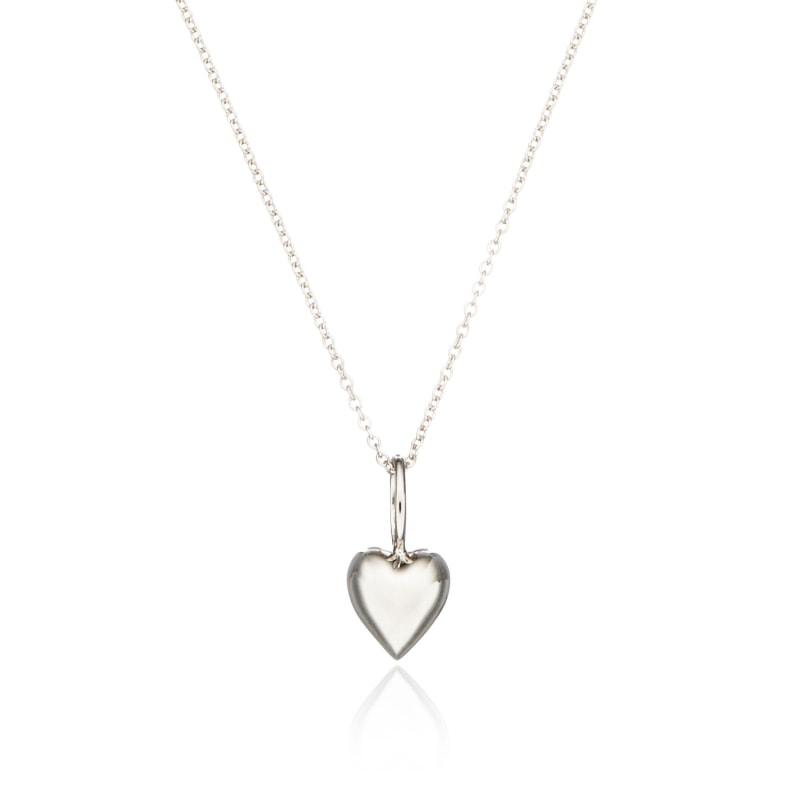 Thumbnail of Solid Sterling Silver Heart Charm Necklace image