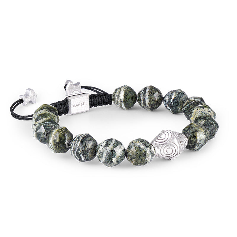 Thumbnail of Green Zebra Jasper Sumeru Beaded Bracelet image