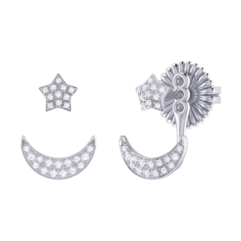 Thumbnail of Starlit Crescent Stud Earrings In Sterling Silver image