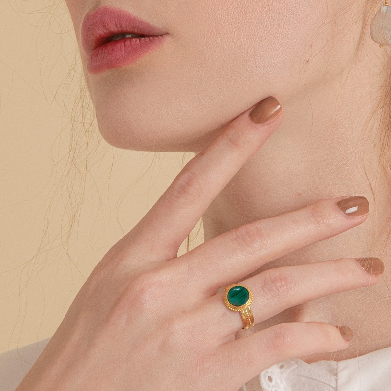 Thumbnail of Fascetta Gold-Plated Mini Malachite Ring image