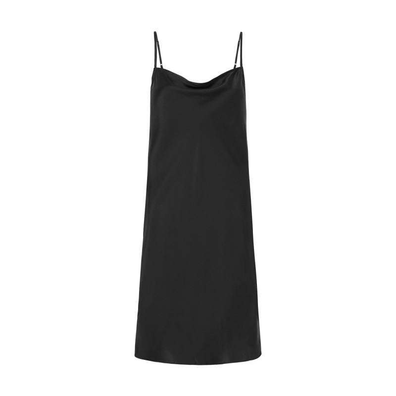 100% Silk Silhouette Cowl Slip Dress Classic Black, Anaphe