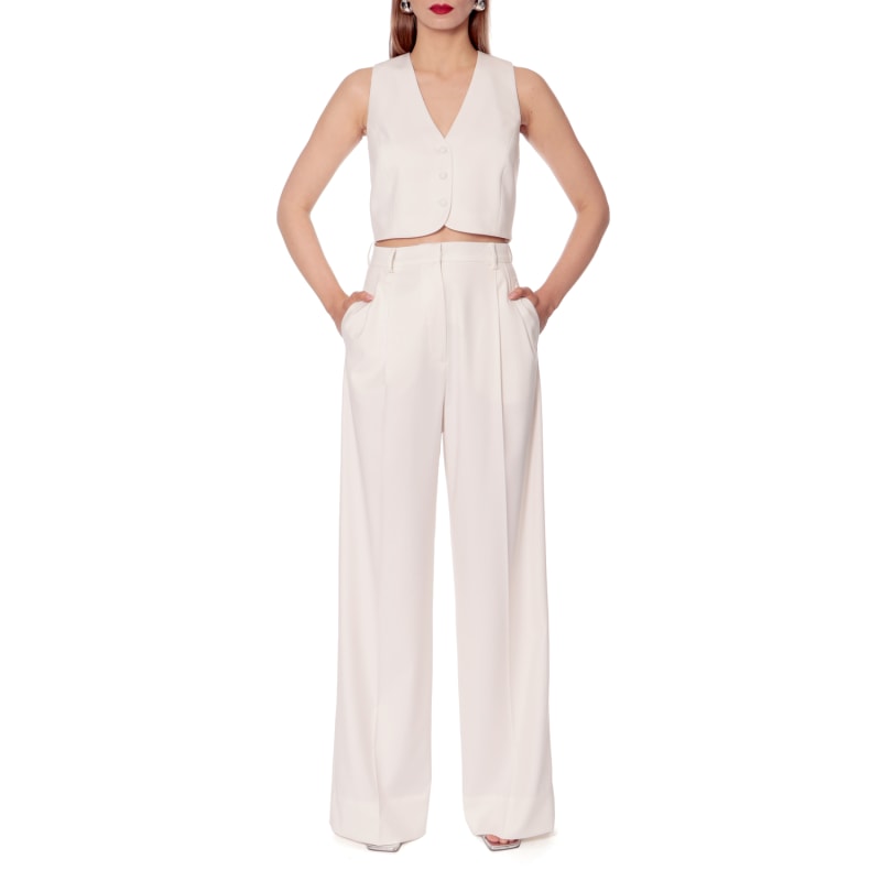 Thumbnail of Gwen Aesthetic White High Waisted Wide Trousers image