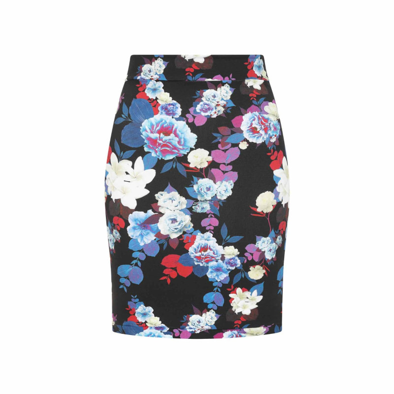 Thumbnail of Black Floral Jersey Skirt image