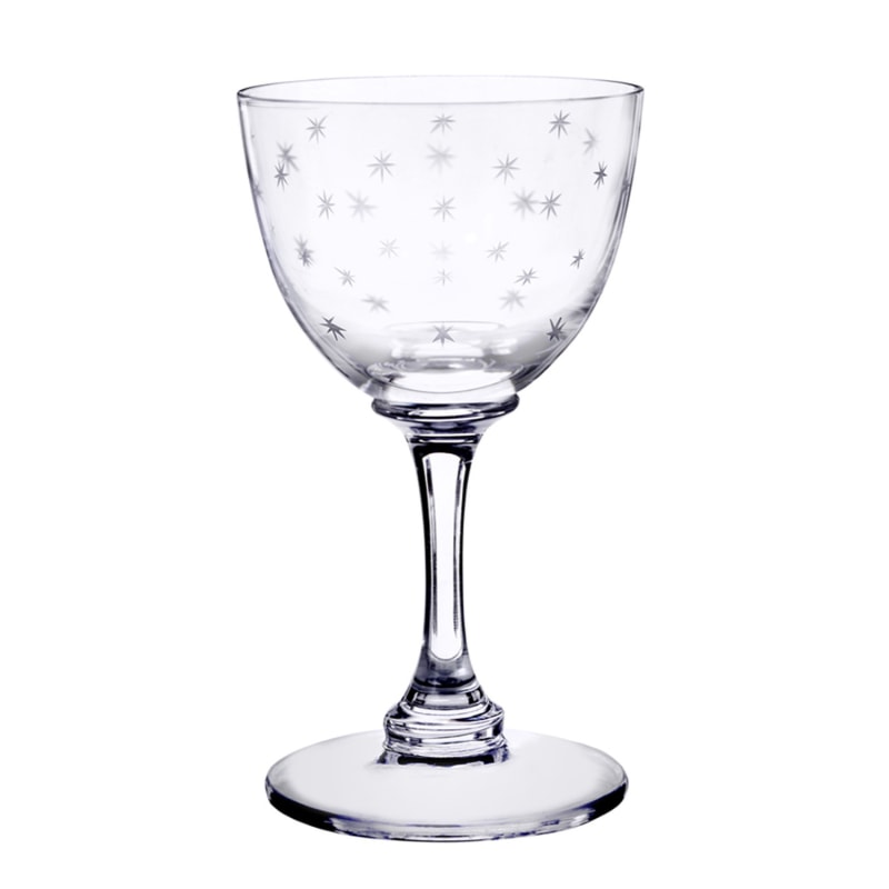 Thumbnail of Six Hand-Engraved Crystal Liqueur Glasses With Star Design image