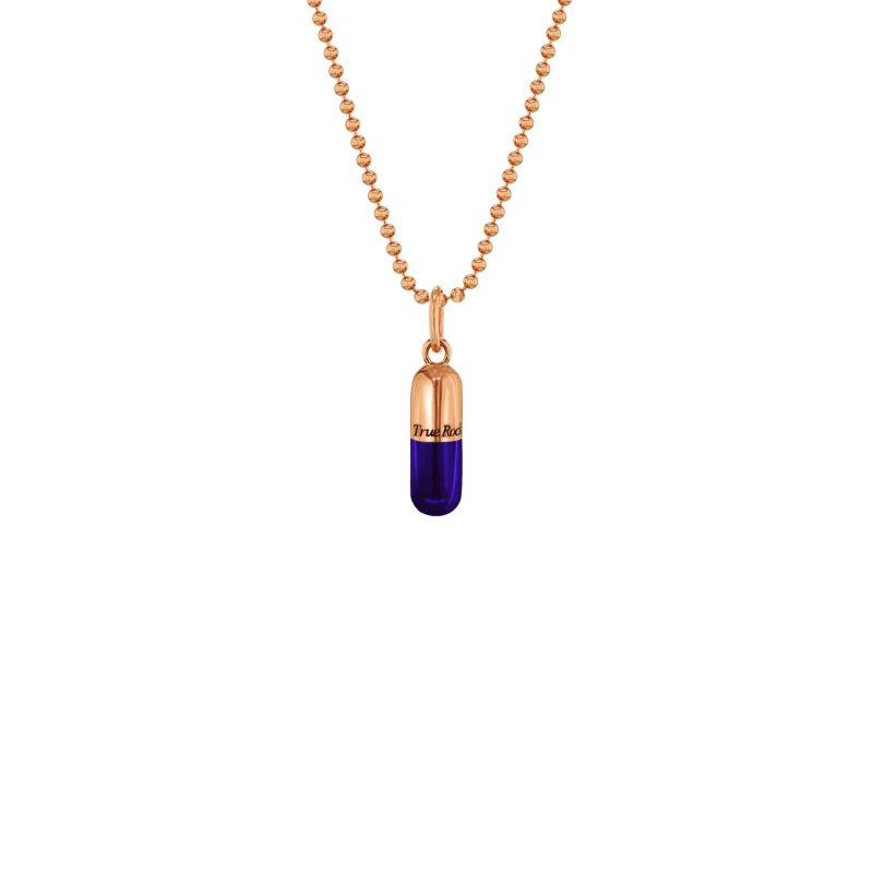 Thumbnail of Purple Enamel & Rose Gold Plated Small Pill Pendant image