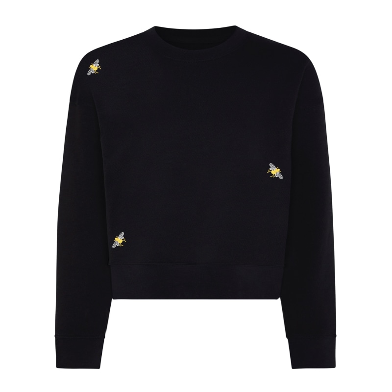 Thumbnail of Bee Embroidered Cropped Sweatshirt Black Women image