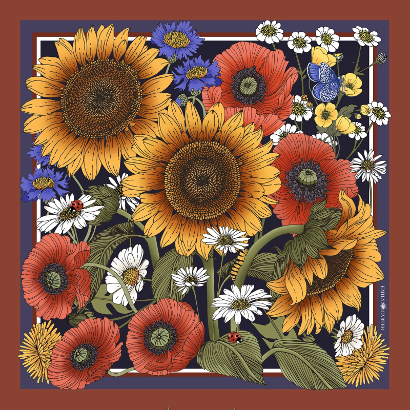 Thumbnail of The Sunflower Garden Silk Scarf | 65x65cm image