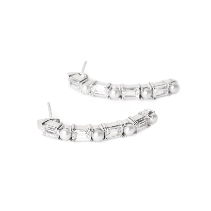 Thumbnail of Glamour Pearl With Cz Hoops Earrings White Gold image
