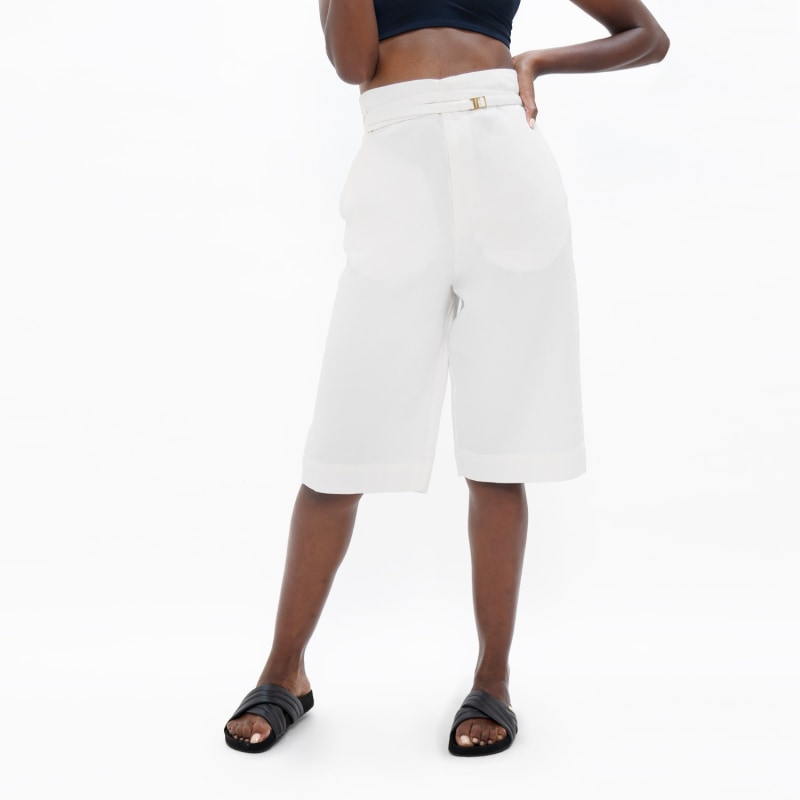 Thumbnail of Florence Organic Cotton Twill Bermuda Shorts In White Dove image