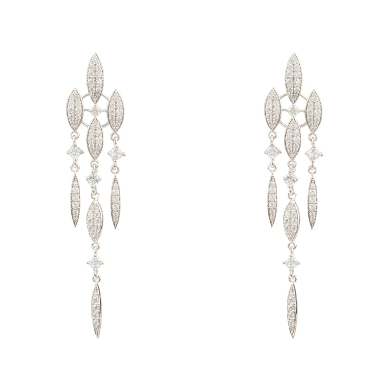 Thumbnail of Valencia Statement Drop Earring White Cz Silver image