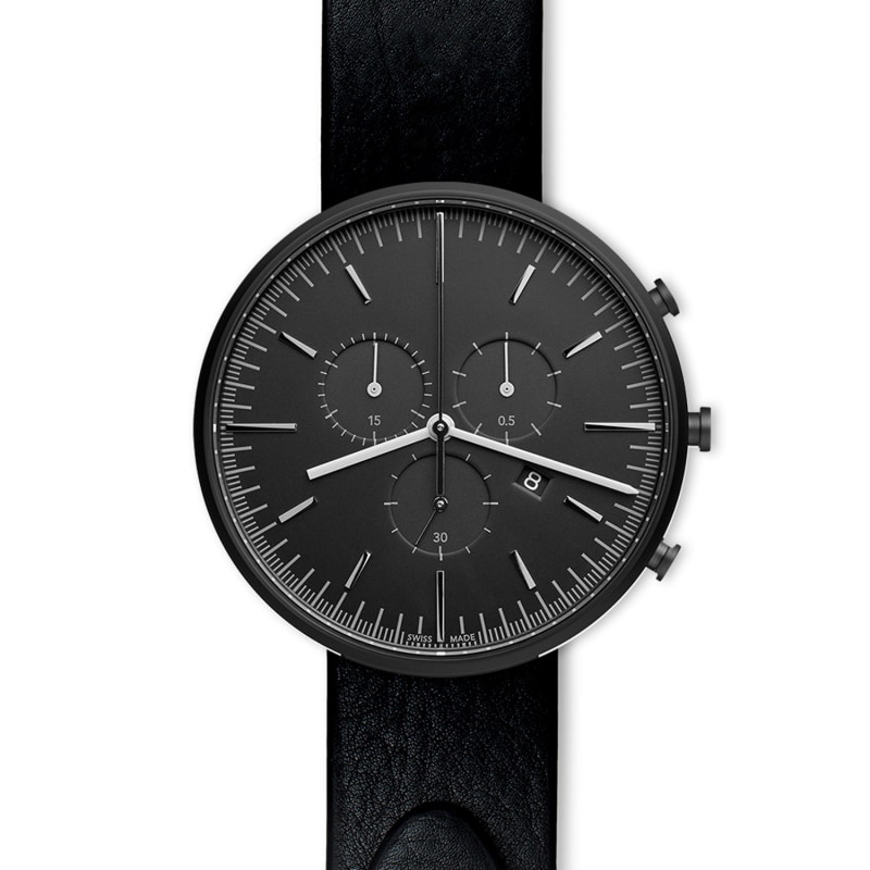 Thumbnail of Men's M42 Precidrive Chronograph Watch In PVD Black With Nappa Black Leather Strap image