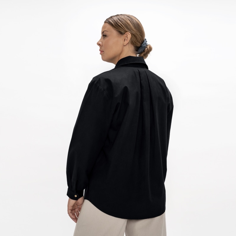 Thumbnail of Prague Organic Cotton Poplin Collar Shirt In Eclipse Black image